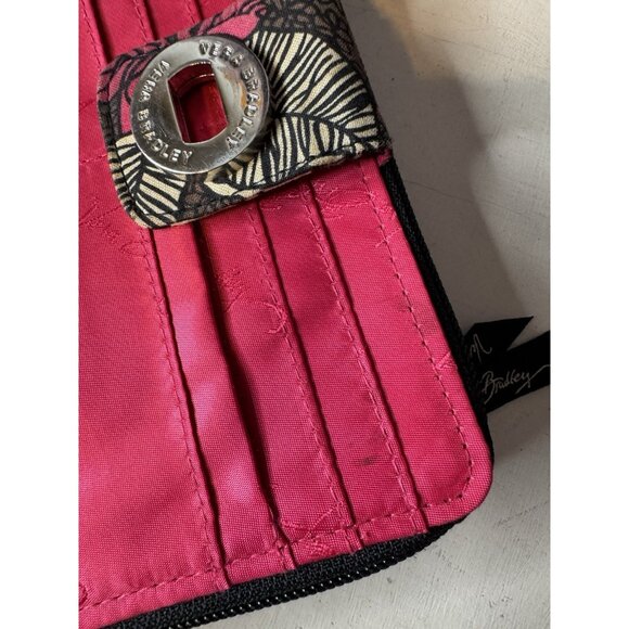Vera Bradley retired Mocha Rouge floral print turnlock wallet Pink Brown - Picture 6 of 7